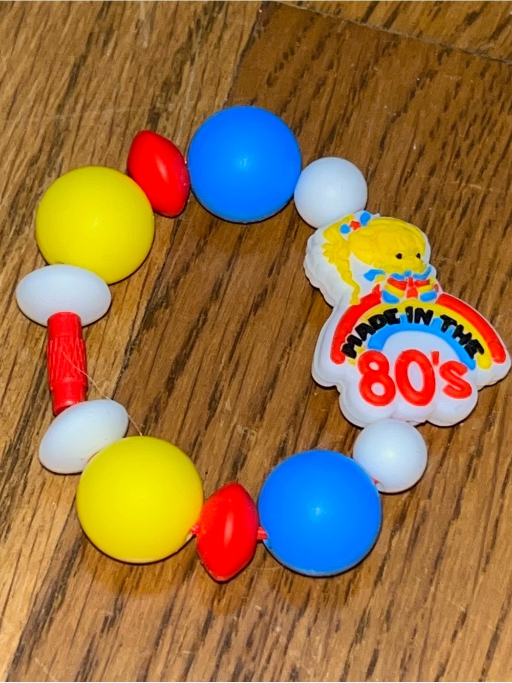 New 'Made in the 80's' rainbow bright tumbler cup handle backpack charm